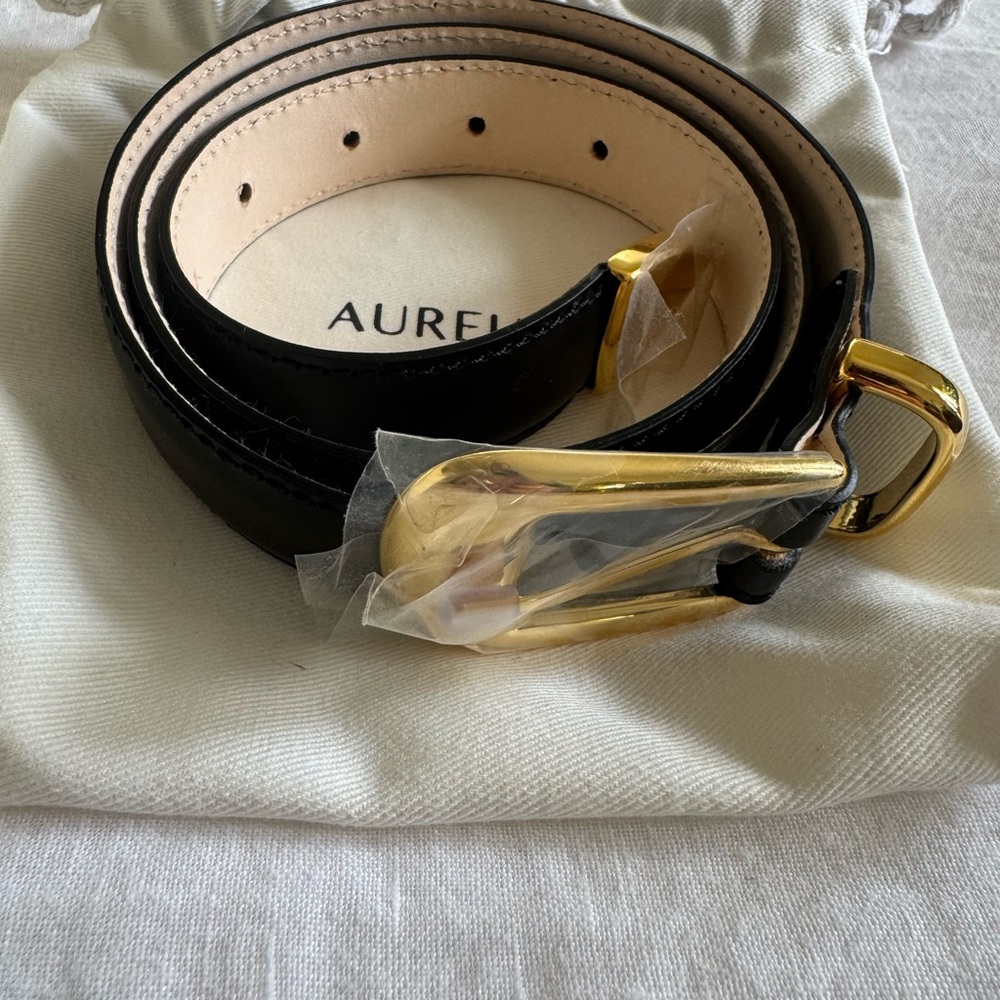 AUREUM No. 16 Black Belt with Gold Buckle